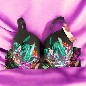 NWT Cacique Comfort Bliss Lightly Lined Full Coverage Bra 38C Dark Floral Print